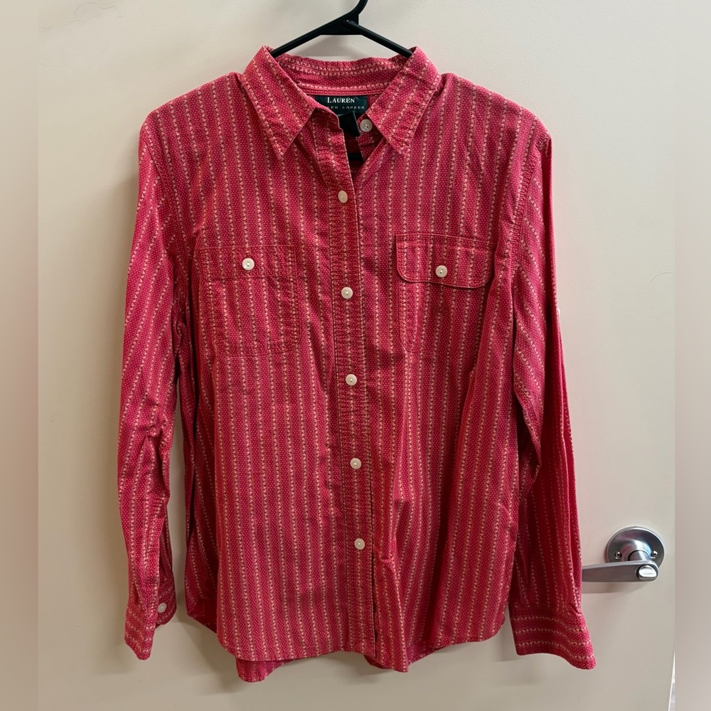 Ralph Lauren Women's Red Striped Blouse